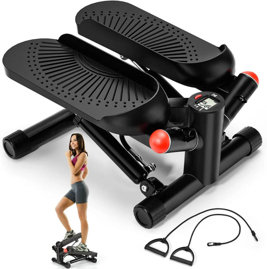 ACFITI Mini Steppers for Exercise at Home, Stair Steppers Machine with Super Quiet Design, Hydraulic Twist Stepper with Resistance Bands,Portable Home Exercise Equipment,330Lbs Weight Capacity