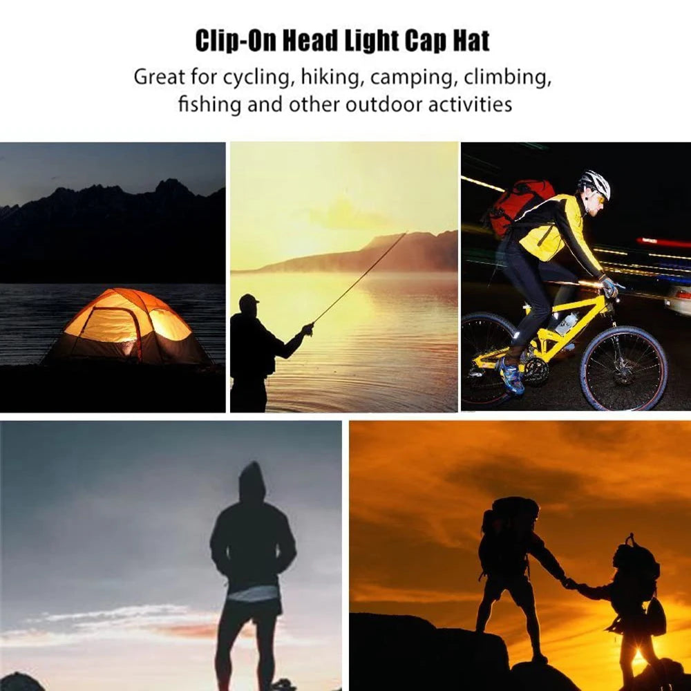 5 LED Headlamp Cap Light 90 Degree Rotatable Clip-On Hat Torch Light Outdoor Camping Hiking Fishing Head Lantern Lamp