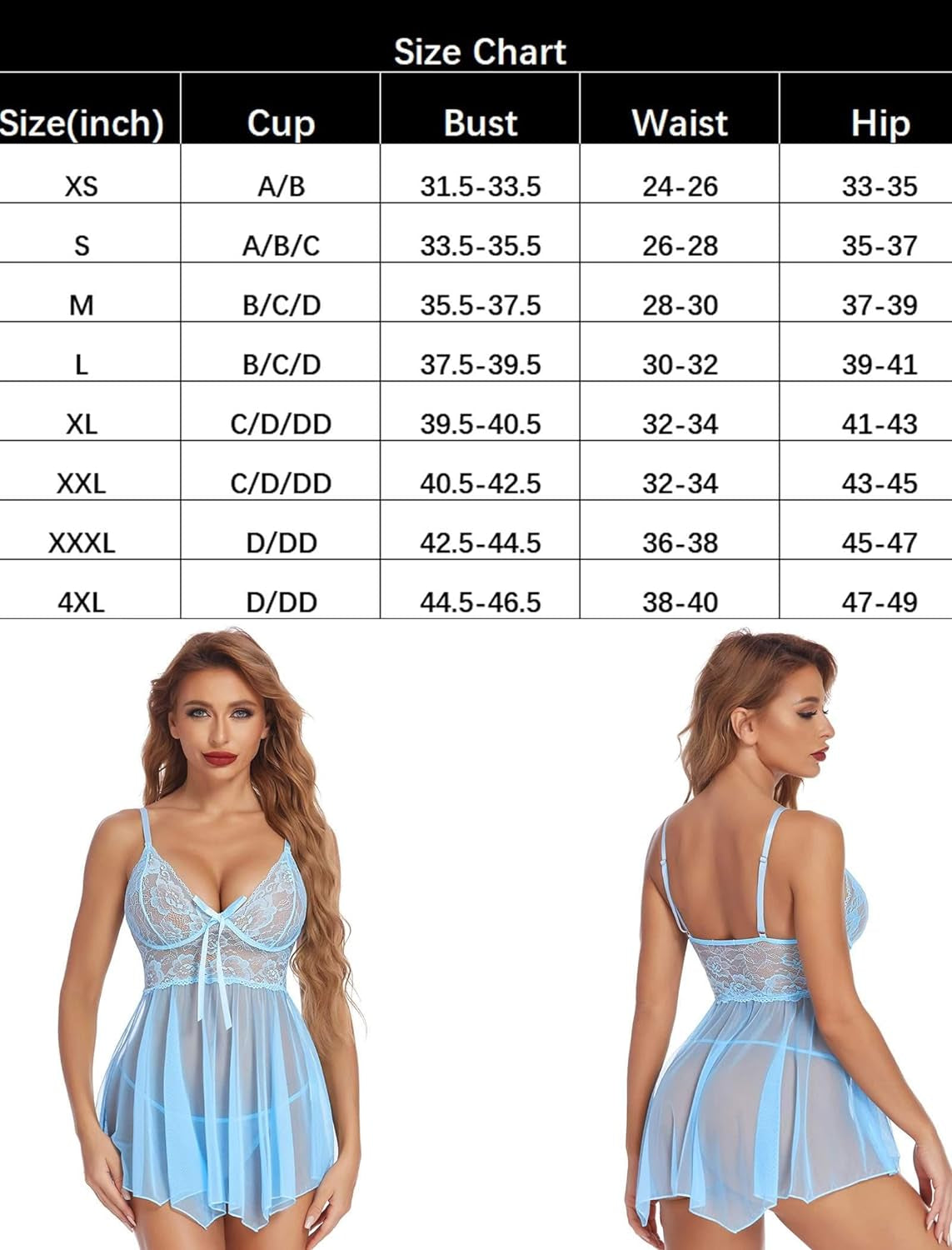 Women Lingerie Babydoll Lace Nightgown Mesh Chemise Boudoir Nighty Teddy Lingerie