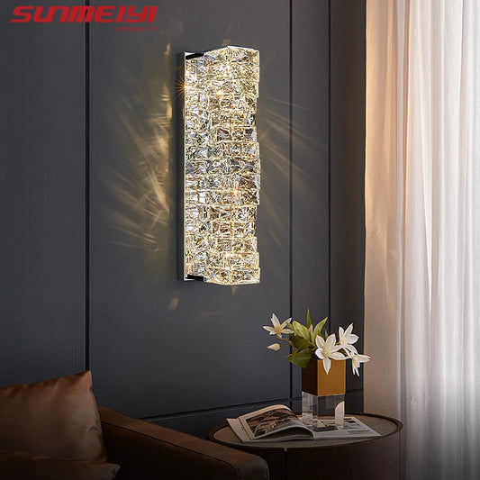 Luxury Wall Lamps Crystal Bedside Lamp Modern Led Wall Light for Bedroom Living Room TV Background Wall Hanging Lamp Home Decor