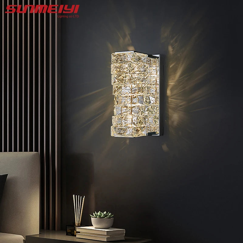 Luxury Wall Lamps Crystal Bedside Lamp Modern Led Wall Light for Bedroom Living Room TV Background Wall Hanging Lamp Home Decor