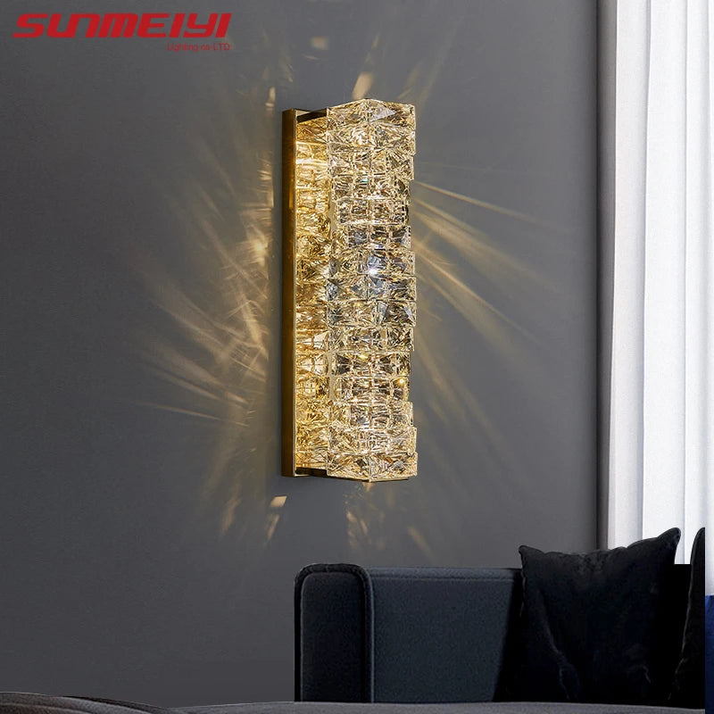 Luxury Wall Lamps Crystal Bedside Lamp Modern Led Wall Light for Bedroom Living Room TV Background Wall Hanging Lamp Home Decor