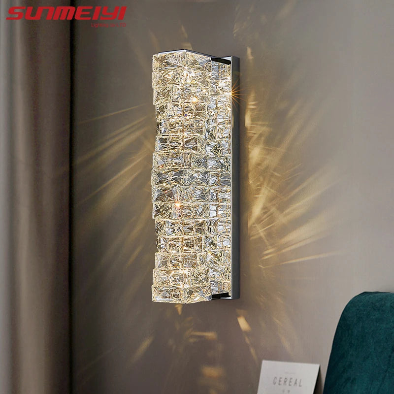 Luxury Wall Lamps Crystal Bedside Lamp Modern Led Wall Light for Bedroom Living Room TV Background Wall Hanging Lamp Home Decor